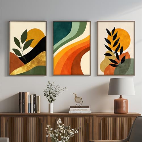 Image of ARTELLY Boho wall Art Paintings Modern Art Framed Wall Painting for Living Room Bedroom - Wall Posters | Paintings with Frame Set of 3 (Boho 2, 19x28 inch)