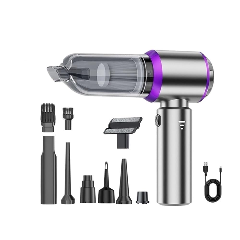Mini Aspirador inalámbrico for Coche, 4 en 1 Recargable de Mano, 21000PA, con soplador
