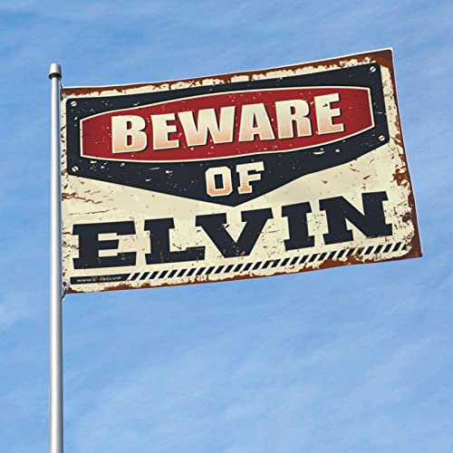 Drapeau Beware Of Elvin grand format 152x244 cm - Accessoires de piscine et grotte pour hommes