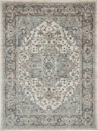 HomeRoots 521922 7 x 10 ft. Ivory Floral Power Loom Rectangle Area Rug