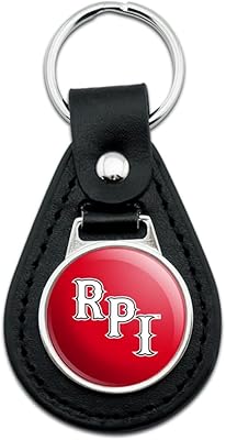 GRAPHICS & MORE Rensselaer Polytechnic Institute Primary Logo Black Leather Keychain