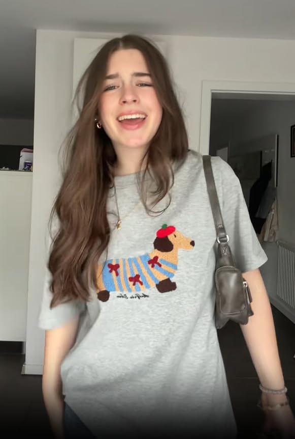 Aelfric Eden Mens Oversized Graphic Tees Dog Embroidery Casual Women Tshirts Short Sleeve Top Cotton Cute Tee Shirt3