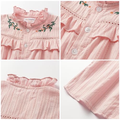 Image of Mud Kingdom Little Girls Peter Pan Collar Blouse Cotton Short Sleeve Button Up