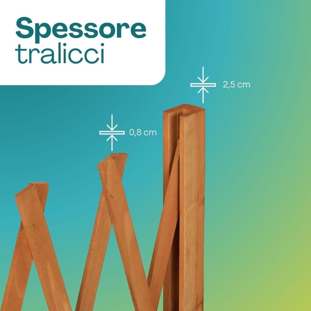 Paluplus Staccionata Estensibile in Legno di Abete, Lunghezza fino a 150 cm e Altezza 91 cm, Diametro 8 mm, Traliccio per Sostegno di Piante e Fiori, Recinzione Decorativa Autoportante -8102F