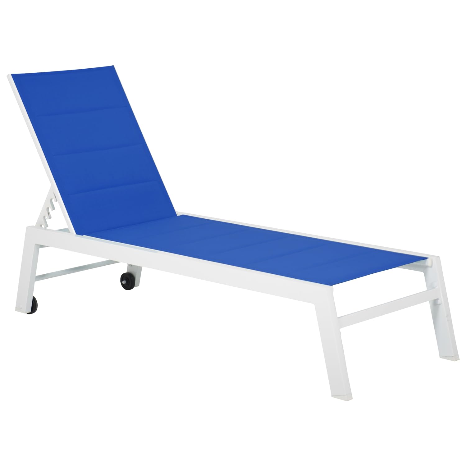 Happy Garden Lot de 2 Bains de Soleil Barbados en textilène Bleu et Aluminium Blanc. Transat d'extérieur Multi Position.