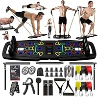 Tragbares Liegestützplatte, Liegestütze Brett mit 36 Gym-Zubehörteilen,22-in-1 Push Up Board, Pilates-Stange, Fitnessbänder, Bauchtrainer,Home Gym Strength Trainer (Schwarz) (22-in-1) (22-in-1)