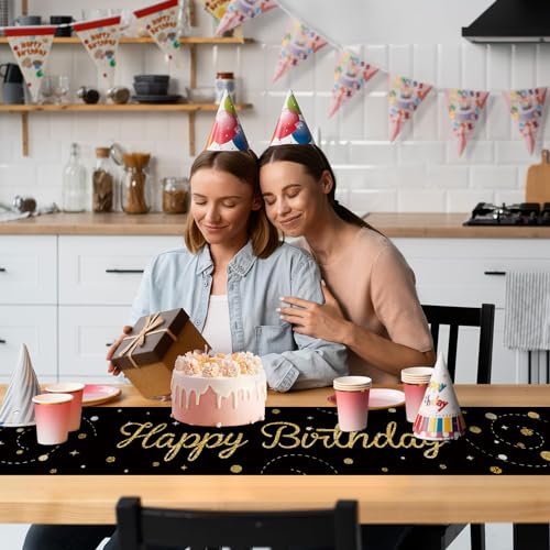Black Gold Birthday Table Runner, Happy Birthday Decorations for Men Women, Birthday Table Cloth for Him Her, Birthday Table Decoration for Party Supplies Gifts,180x35cm - Cosy Home Interiors Black Gold Birthday Table Runner, Happy Birthday Decorations for Men Women, Birthday Table Cloth for Him Her, Birthday Table Decoration for Party Supplies Gifts,180x35cm - Image 7