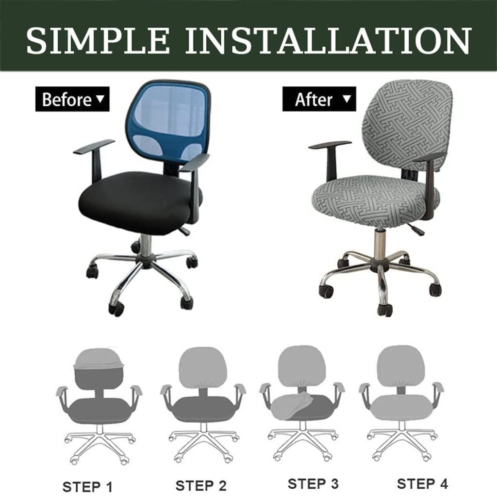 Coprisedia Ufficio Elasticizzato - 2 Pezzi, Lavabile, Per Sedie Da Computer, Nero - Foto 3