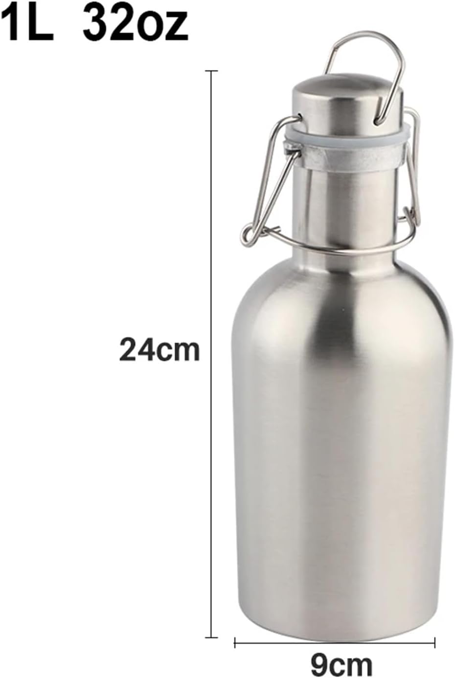 32oz & 64oz Beer Growler Stainless Steel 304 Beer Bottle with Swing Top, Keeps Homebrew Fresh and Cold with Airtight Seal(1L 32oz)