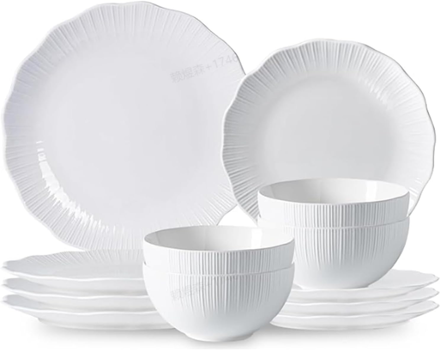 Porcelain Dinnerware Sets for 4, 12 Piece Plates and Bowls Set, Scratch-Resistant, Microwave & Dishwasher Safe Dishes, Kitchen and Dining Dishware