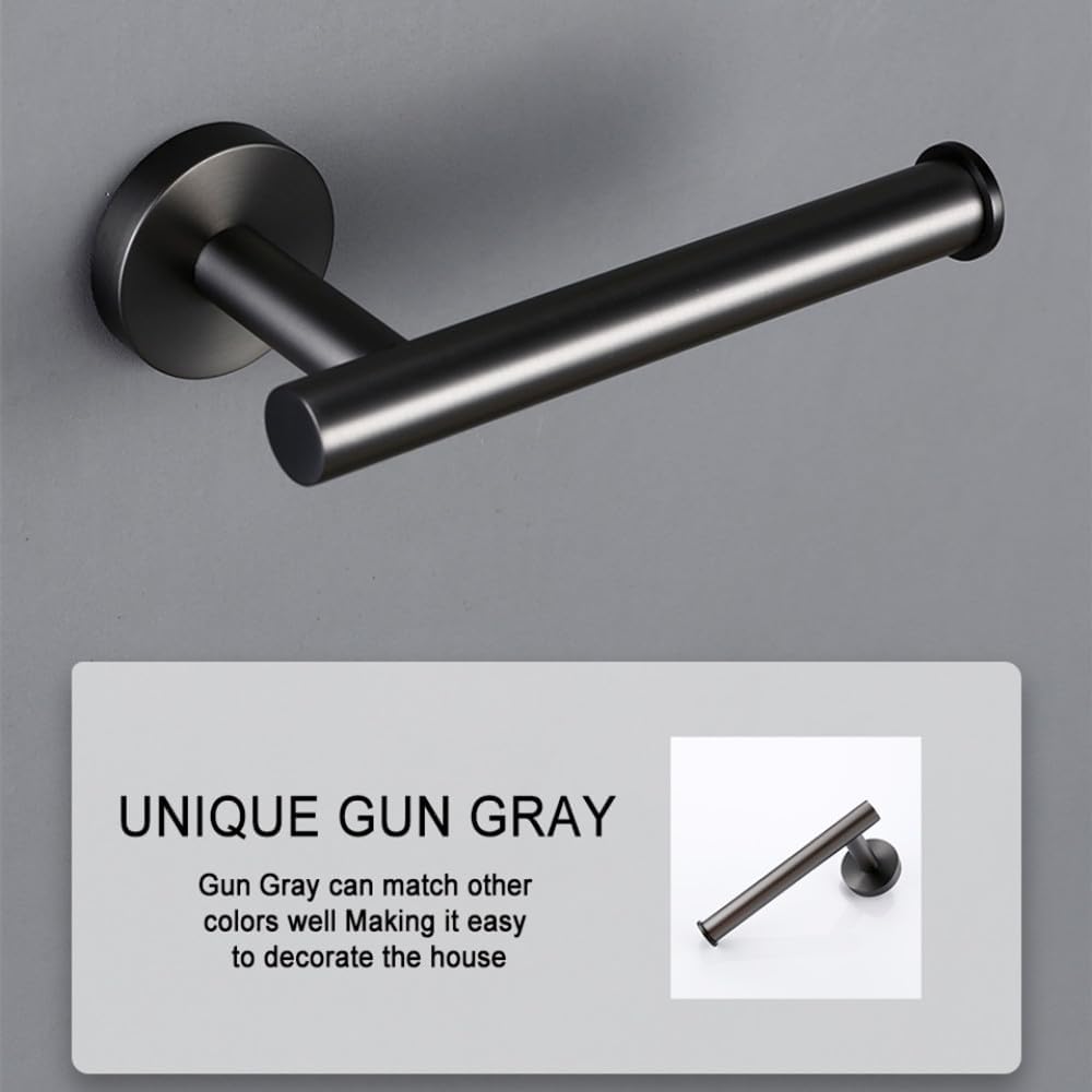 Bathroom Accessories Sets Matte Black Gunmetal Chrome Brushed Gold Robe Hook Towel Bar Paper Holder Stainless Steel,4,Piece Set Gun Gray