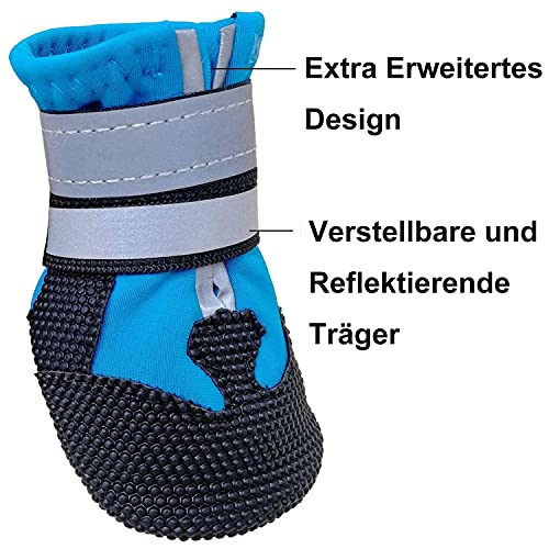Leeko Hundeschuhe, 4 Stück wasserdichte Schneeschuhe pfotenschutz mit Anti-Rutsch Sohle, reflektierendem Riemen, Klettverschluss, Hundeschnee Stiefel für Kleine Mittlere Große Hunde, M