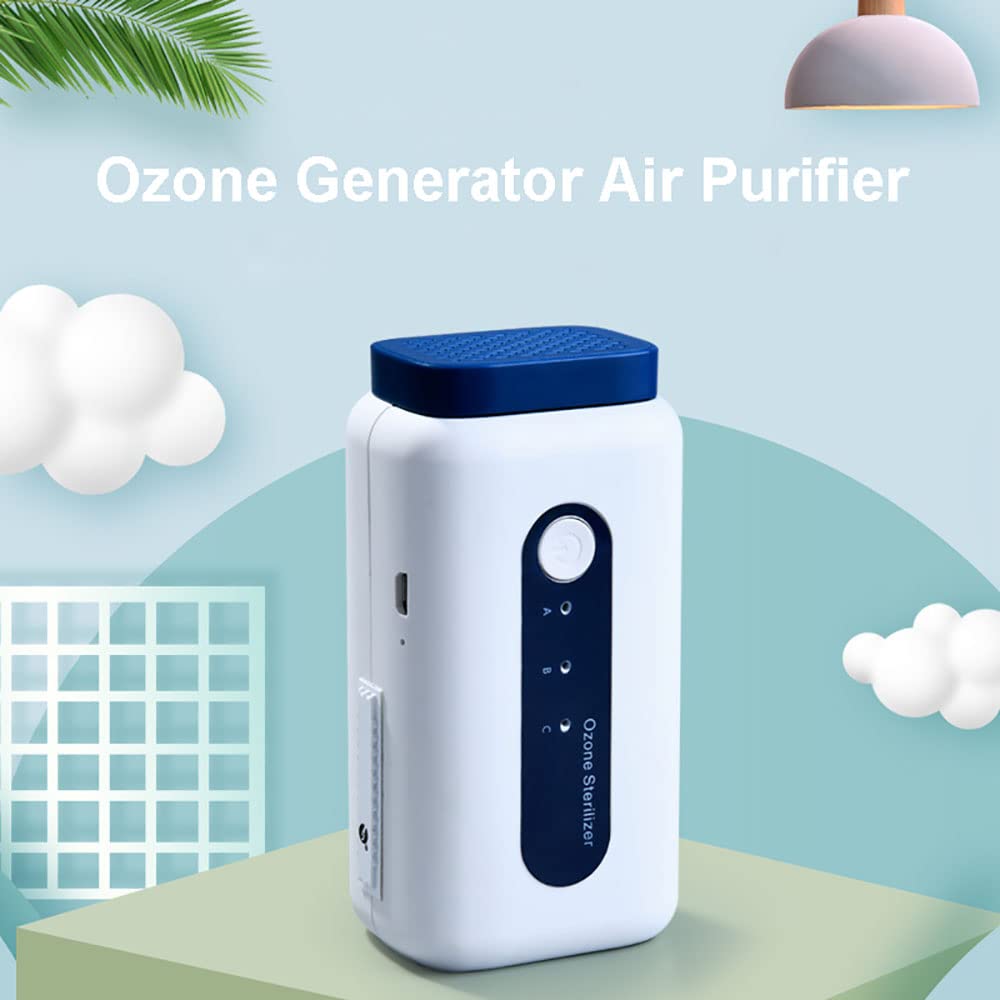 Generador de ozono Desodorante Hogar O3 Purificador de aire Ionizadores de aire portátiles con 2 interfaces para respirador Caja de zapatos Refrigerador Coche, Carga USB
