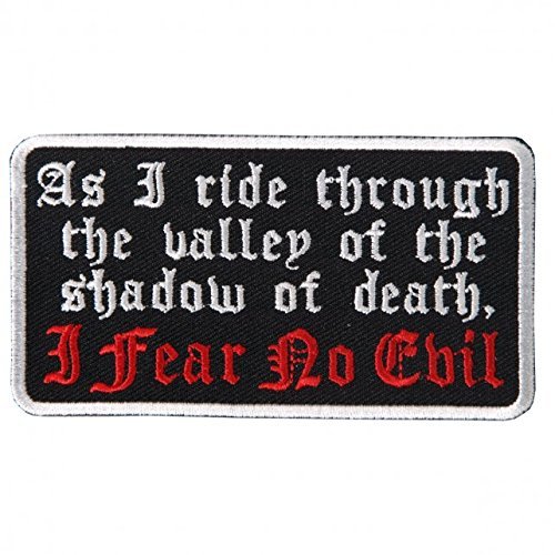 Officially Licensed Original Hot Leathers Inc. USAOfficially Licensed Original Hot Leathers Inc. USA Hot Leathers, As I Ride Through The Valley Of The Shadow Of Death, I Fear No Evil - 4" X 2" Rayon Patch