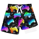Cozople Boys Swim Trunks Size 6 Novelty Quick Dry Sun Protecyion Swim Short with Drawstring Cool Game Controller Graffiti Graphic