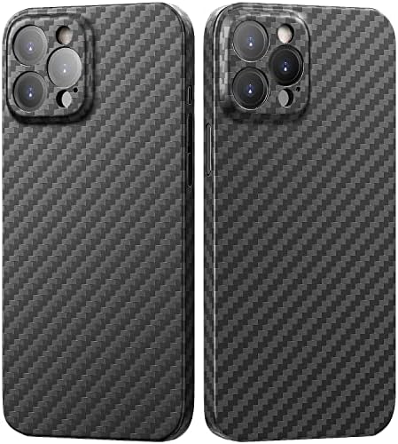 memumi 𝟮𝟬𝟮𝟮 𝐍𝐄𝐖 Real Carbon Fiber Case for iPhone 13 Pro Max, Sturdy Durable Carbon 0.5 mm Thin Cover for iPhone 13 Pro Max Aramid Fiber Skin Case with Military-Grade Drop Protection Black