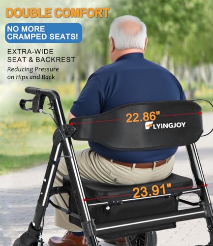 Image of Heavy-Duty Walkers for Seniors with seat,450Lb Bariatric Rollator Walker