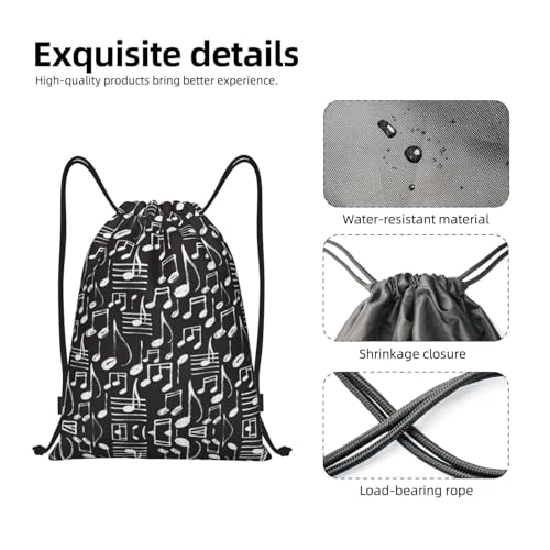 Drawstring Backpack Gym Cinch Bag Music Pattern Foldable Draw String Sports Bag4