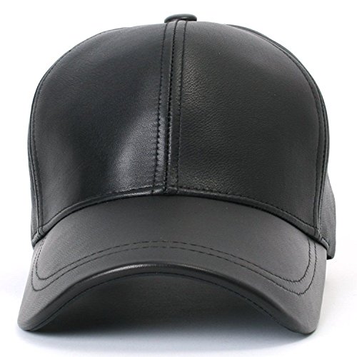 Image of Bolax Men's Black Leather Baseball Cap (Free Size)