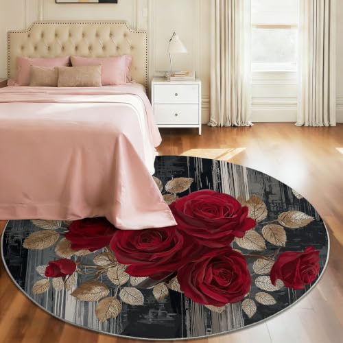 Alfombra redonda lavable de 120 cm que no resbala para cuarto de bebé y sala 6
