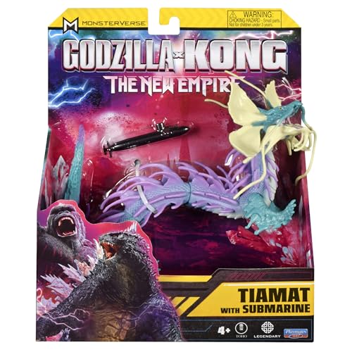 MonsterVerse Godzilla x Kong: The New Empire, 6-Inch Tiamat Action Figure Toy, Iconic Collectable Movie Character, Includes 2.5-Inch Submarine Accessory, Suitable for Ages 4 Years+