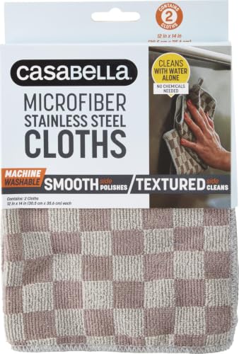 Casabella Microfiber Stainless Steel Cloth, Pack of Two