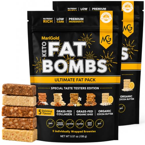 MariGold Keto Fat Bombs, 5-Flavor Sampler, Low-Carb Protein Bars - 2 Pack