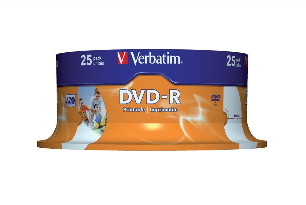 Verbatim 43538 16x Wide Printable DVD-R - Spindle 25 Pack