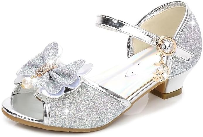 Girl's Princess Sandals Kids Girls Wedding Shoes High Heels Dress Shoes Bowtie Glitter Princess Shoe For Girls