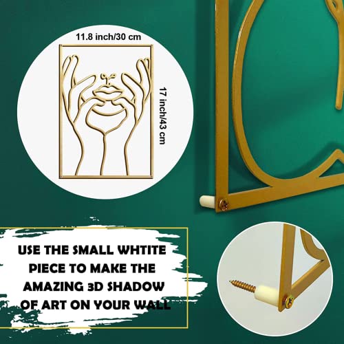Glamativity 4 Pack Gold Wall Art Décor, Minimalist Décor Single Line Art Wall Décor, Real Metal Wall Art, Woman's Body Shape Abstract Wall Art (Gold Classic Style, M Size 17 X 11.8'') #TOP2