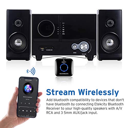 Etekcity Bluetooth Receiver, Nfc-Enabled Bluetooth Audio Adapter For Music Streaming Sound System, Bluetooth Transmitter For Receiver A/V Rca And Car Stereo 3.5Mm Aux Input, Unify #TOP1