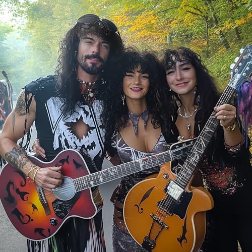 Uqje ZY181590500US2 Men’S 80S Wig Black Long Curly Wig Rocker Wig Costume Wig thumb #1