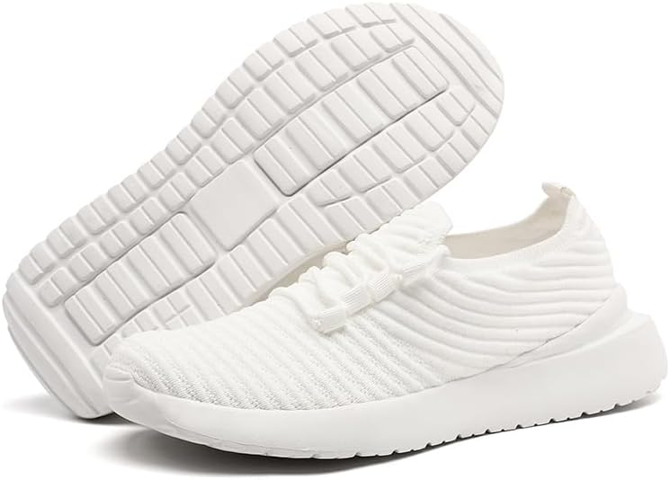 Running Shoes for Women Slip on Casual Walking Tennis Sneakers Non Slip Breathable Lightweight Mesh Workout Gym Hiking Sports Trainers White Size US 8 - Image 3