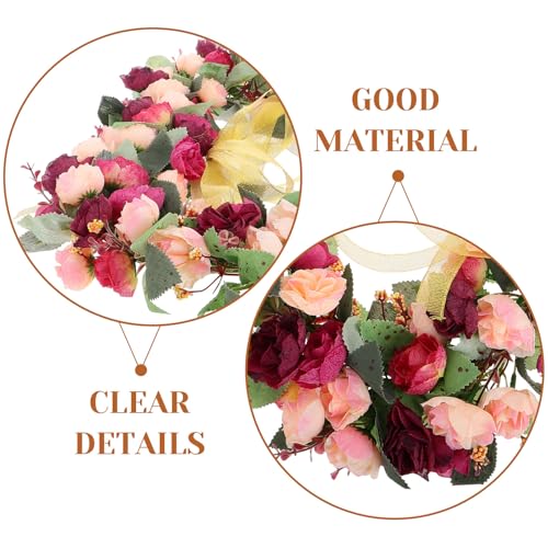 Couronne de porte de mariage romantique en fleurs de soie rouge