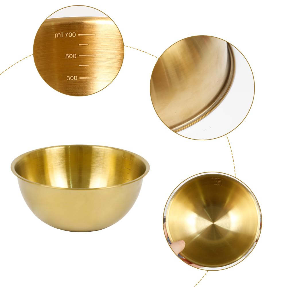 8 Piezas Cuenco Dorado 17 cm de Acero Inoxidable Cuenco Ensalada Dorado Cuencos Apilables Acero Inoxidable Dorados Cuencos de Cocina para Ensalada Sopa Arroz Fideos Ramen Fruta (17 x 7 cm)