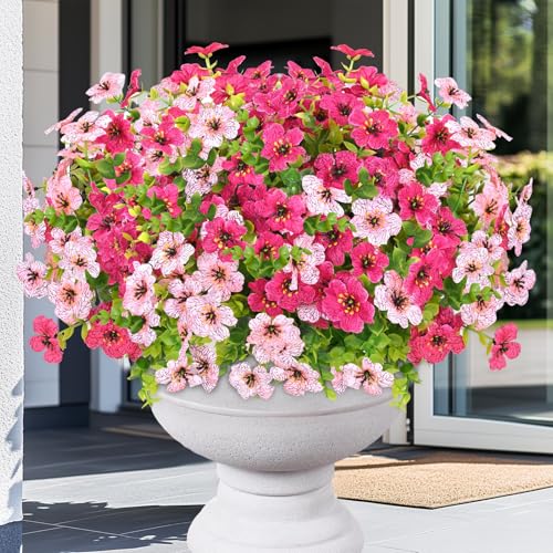 Elyum Artificial Flowers for Outdoors, 9 Bundles Artificial Plants & Flowers Outdoor, UV Resistant Faux Flowers Outdoor Fake Flowers for Outside Porch Window Box Decoration(Mixed Color)