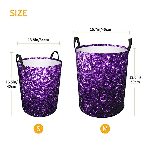 Grand panier à linge beau violet à paillettes pliable imperméable
