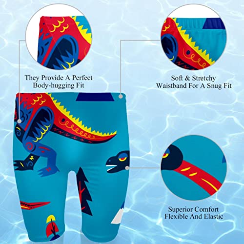 Jammer de natación para hombre de secado rápido con estampado de dinosaurio azul talla L 2