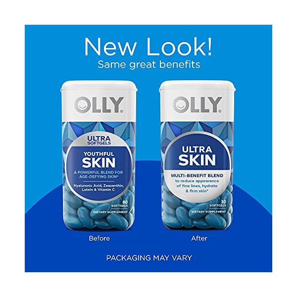 OLLY-Ultra-Strength-Skin-Softgels-Hydrate-and-Firm-Skin-Hyaluronic-Acid-Zeaxanthin-Lutein-Vitamin-C-Skin-Supplement-30-Day-Supply-30-Count-Packaging-May-Vary OLLY Ultra Strength Skin Softgels, Hydrate and Firm Skin, Hyaluronic Acid, Zeaxanthin, Lutein, Vitamin C, Skin Supplement, 30 Day Supply - 30 Count (Packaging May Vary)