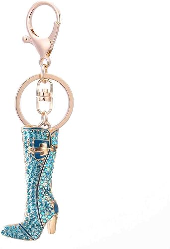 Shoe Keychain High Heel Rhinestone Keychain for Women Gold Keychain Inlaid with Crystals Purse Charms for Handbags