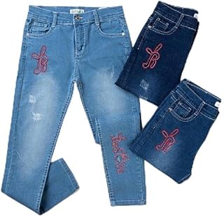 بناتي بنطلون جينز ارنب احمر 10 سنوات ازرق غامق، للفتيات