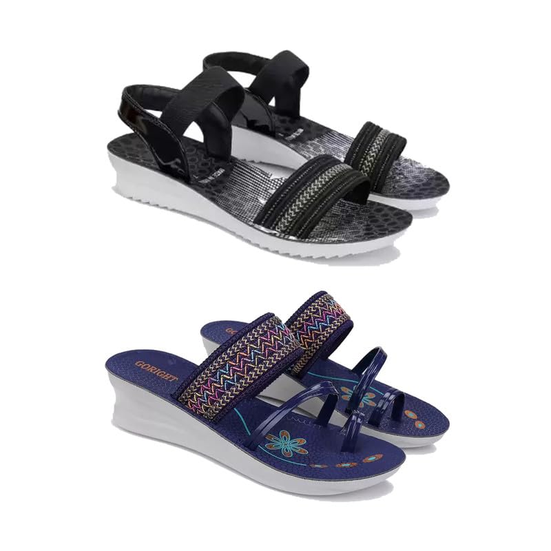 WINGSCRAFT -Women Stylish Flats Fashion Sandal for Party & Wedding/Casual Flat Sandals for Womens & Girls-Combo-1931-1944-8 Blue (B0CZ9SDH25) Amazon Price History, Amazon Price Tracker