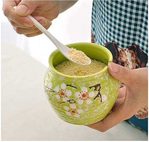 Image of Oil and Vinegar Bottle Oil Vinegar Bottle Pot disp Oil & Vinegar Bottle Dispenser Spice Tank Ceramics Leak-Proof Oil Bottle, Delicate Flower Design 400ML & 500ML Porcelain olive oil dispenser, olive o