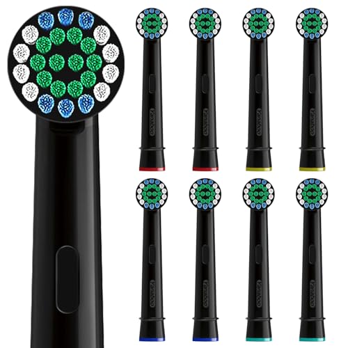 Oral B Compatible Toothbrush Head Yanaboo Replacement Brush Heads for Most Braun Oral B Electric Toothbrushes of Vitality Pro Smart Genius Series Precision Clean and Plaque Removal (8 Pack in Black)