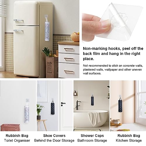 HLIWS Garbage Storage Bag,Plastic Bag,Hanging Storage Organiser,2 pcs,white and black,11 * 37.5cm,for Kitchen Plastic Storage Bag(with 2 hooks) - Image 2