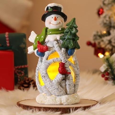 Lewondr Snowman Christmas Figurine Cover