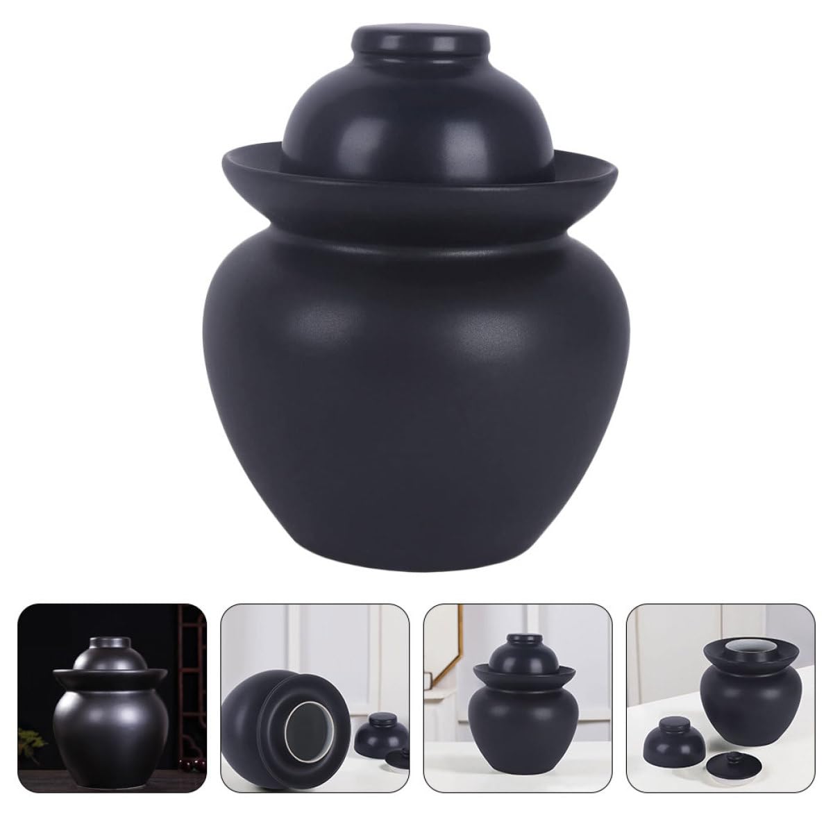 Mipcase Tarro de Cerámica Sellado Negro Tapa Bote Hermético para Almacenar Alimentos y Encurtidos Recipiente para Conservación en Cocina y Hogar Diseño Práctico y Resistente 1 Unidad
