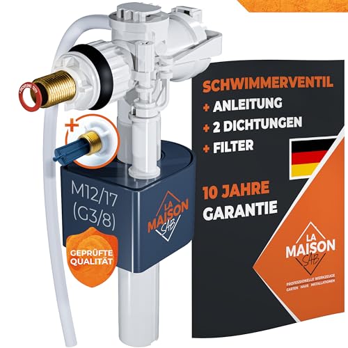 LA MAISON SAB Schwimmerventil: Spülkasten Ersatzteile 10 Jahre Garantie Einfache Montage mit Anleitung Spülkasten Füllventil Horizontal Einbau Effizient Wasserersparnis Weiß