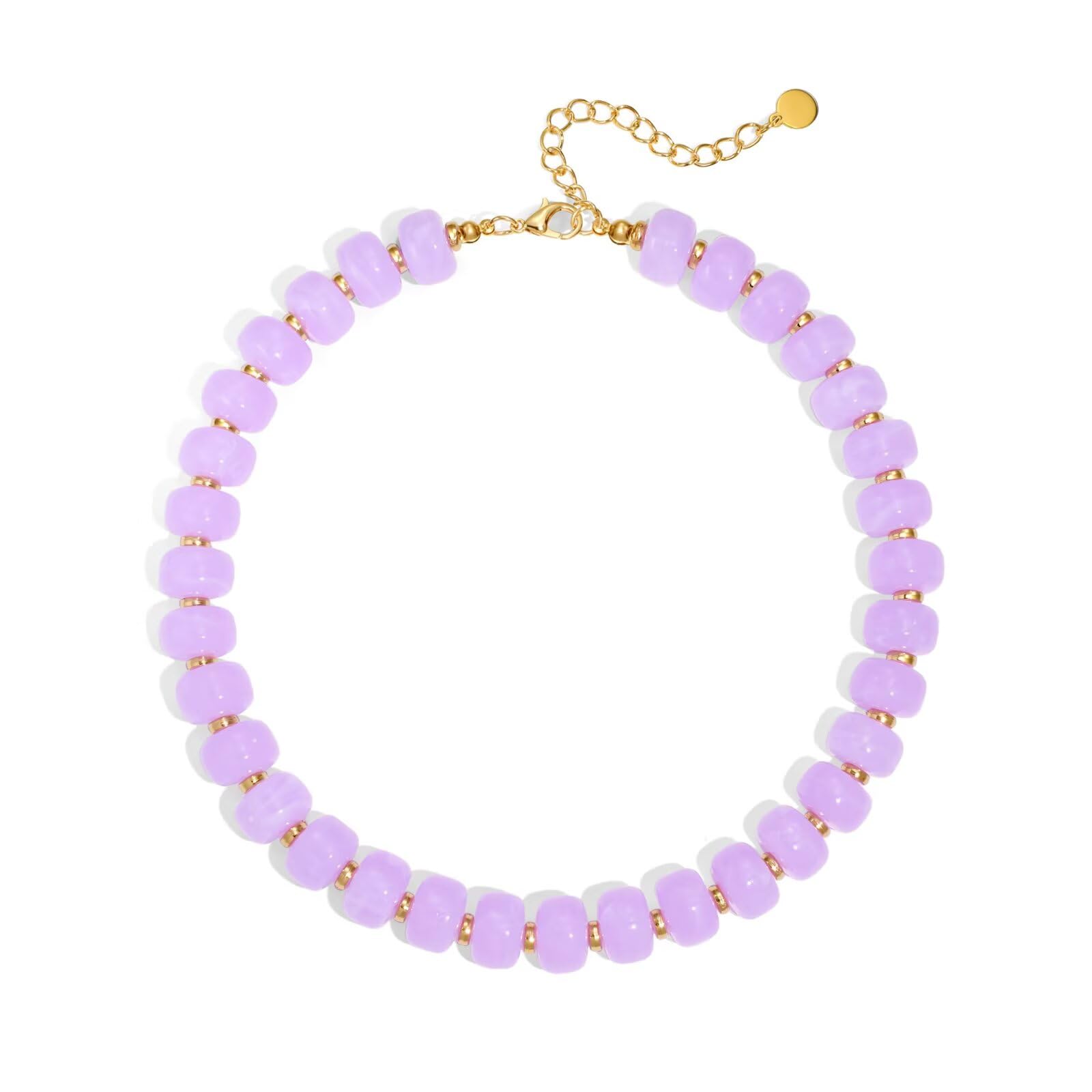 Colorful Beaded Necklace for Women Unique Resin Beads Choker Necklaces Boho Statement Chunky Necklace Summer Vacation Jewelry — view 18