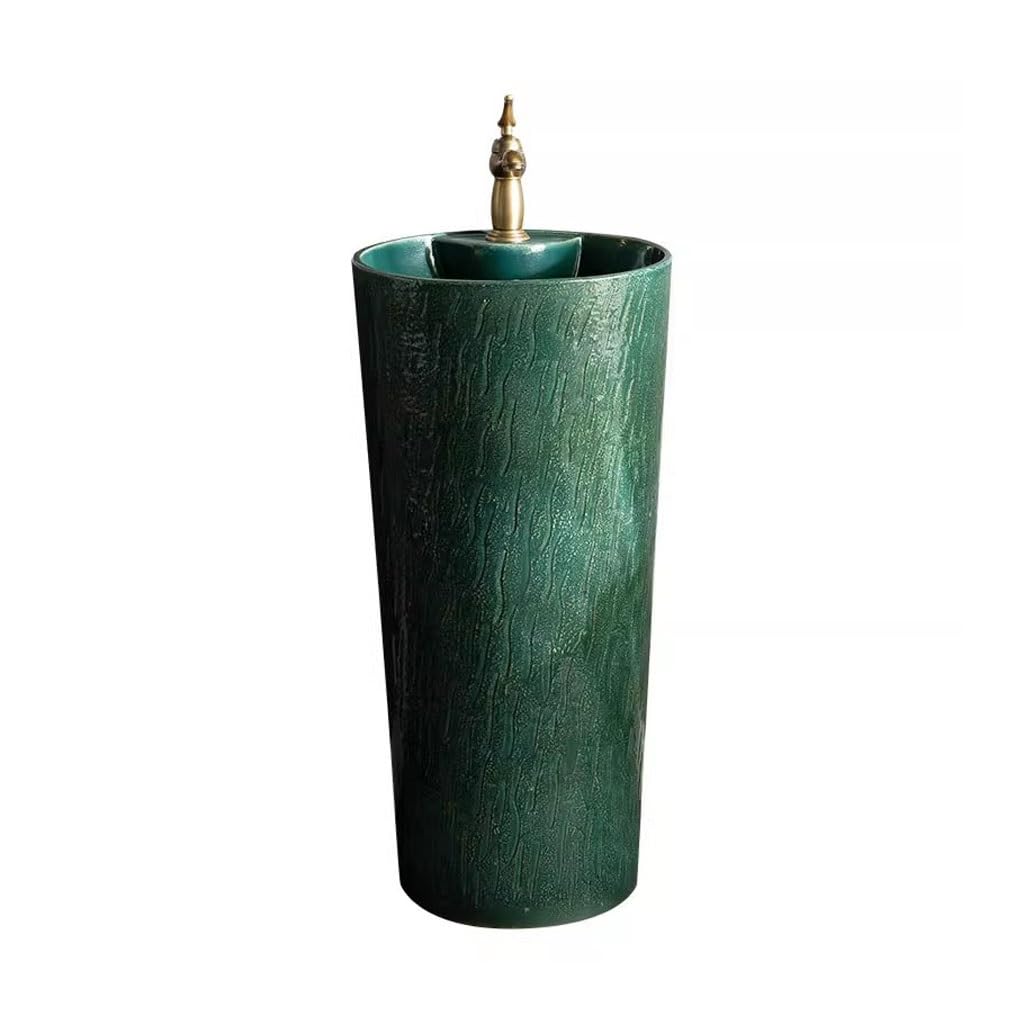 Pedestal Sink Courtyard Art Sculpture Column Washbasin Outdoor Floor-Standing Ceramic Washbasin Bathroom Sinks